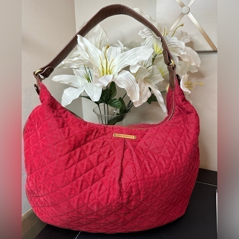 Vera Bradley Red Corduroy XL hobo bag EUC‌‌‌‌‌‌ - Picture 7 of 17